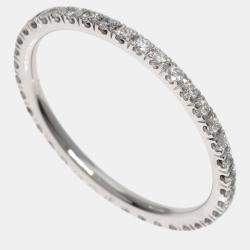 Pre Owned Van Cleef & Arpels 18K White Gold and Diamond Eternity Band Ring EU 49