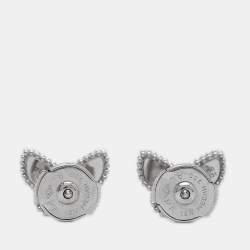 Pre Owned Van Cleef & Arpels Sweet Alhambra Butterfly Turquoise 18K White Gold Stud Earrings