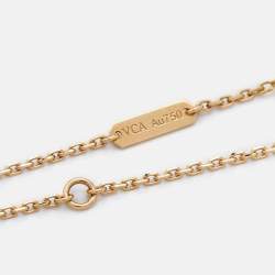 Pre Owned Van Cleef & Arpels Vintage Alhambra Mother of Pearl 18k Yellow Gold Necklace