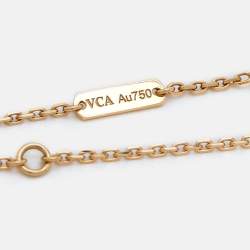 Pre Owned Van Cleef & Arpels Vintage Alhambra Mother of Pearl 18k Yellow Gold Necklace