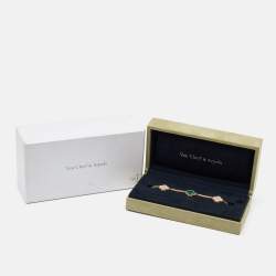 Pre Owned Van Cleef & Arpels Vintage Alhambra Malachite Diamond 18K Yellow Gold Bracelet