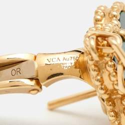 Pre Owned Van Cleef & Arpels Magic Alhambra Malachite Diamond 18k Yellow Gold Earrings