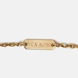 Pre Owned Van Cleef & Arpels Vintage Alhambra 2019 Limited Edition Ceramic Diamond 18k Yellow Gold Holiday Pendant Necklace