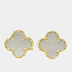 Van Cleef & Arpels 18K Yellow Gold Vintage Alhambra Shell Earrings