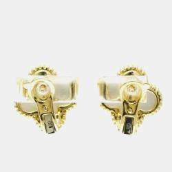 Van Cleef & Arpels 18K Yellow Gold Vintage Alhambra Shell Earrings