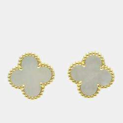 Van Cleef & Arpels 18K Yellow Gold Vintage Alhambra Shell Earrings