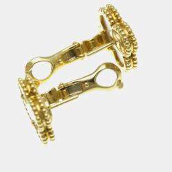 Van Cleef & Arpels 18K Yellow Gold Vintage Alhambra Shell Earrings