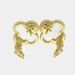 Van Cleef & Arpels 18K Yellow Gold Vintage Alhambra Shell Earrings