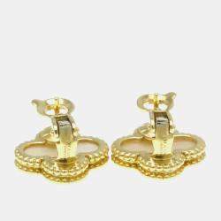 Van Cleef & Arpels 18K Yellow Gold Vintage Alhambra Shell Earrings