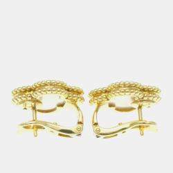 Van Cleef & Arpels 18K Yellow Gold Vintage Alhambra Shell Earrings