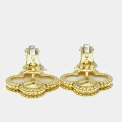 Van Cleef & Arpels 18K Yellow Gold Vintage Alhambra Shell Earrings