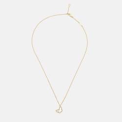 Pre Owned Van Cleef & Arpels Butterfly Sweet Alhambra Mother of Pearl 18k Yellow Gold Necklace