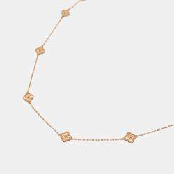 Pre Owned Van Cleef & Arpels 750 pink gold Sweet Alhambra 16 motif long necklace