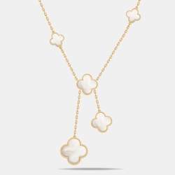 Pre Owned Van Cleef & Arpels Magic Alhambra Mother of Pearl 18k Yellow Gold Necklace