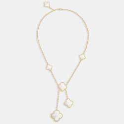 Pre Owned Van Cleef & Arpels Magic Alhambra Mother of Pearl 18k Yellow Gold Necklace