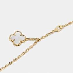 Pre Owned Van Cleef & Arpels Magic Alhambra Mother of Pearl 18k Yellow Gold Necklace
