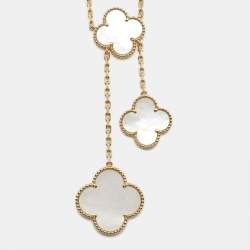 Pre Owned Van Cleef & Arpels Magic Alhambra Mother of Pearl 18k Yellow Gold Necklace