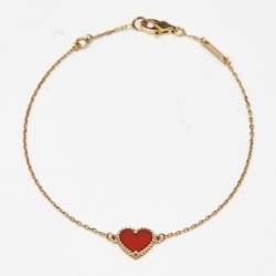 Pre Owned سوار فان كليف آند اربلز سويت ألهامبرا ذهب وردي عيار 18 قيراط وعقيق أحمر قلب  