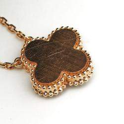 Van Cleef & Arpels Vintage Alhambra Limited Edition 2017 Bulls Eye Brown Stone and Diamond 18K Rose Gold Holiday Pendant Necklace