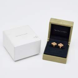 Pre Owned Van Cleef & Arpels Vintage Alhambra Diamonds 18k Yellow Gold Earrings