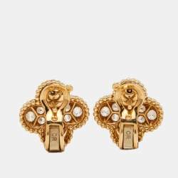 Pre Owned Van Cleef & Arpels Vintage Alhambra Diamonds 18k Yellow Gold Earrings