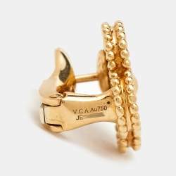 Pre Owned Van Cleef & Arpels Vintage Alhambra Diamonds 18k Yellow Gold Earrings