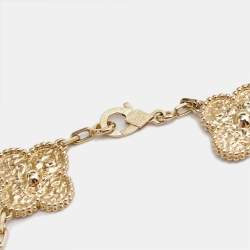 Pre Owned Van Cleef & Arpels Vintage Alhambra Hammered 18k Yellow Gold 5 Motif Station Bracelet