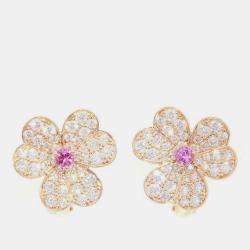 Pre Owned Van Cleef & Arpels 18K Pink Gold Frivole Earrings Size Small