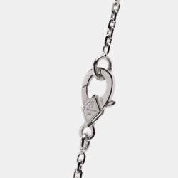 Pre Owned Van Cleef & Arpels Vintage Alhambra Diamond 18k White Gold Pendant Necklace