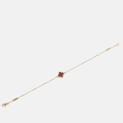 Pre Owned Van Cleef & Arpels Sweet Alhambra Carnelian 18k Rose Gold Bracelet