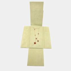 Pre Owned Van Cleef & Arpels Magic Alhambra 6 Motif Carnelian Tiger's Eye 18K Yellow Gold Pendant Necklace