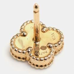 Pre Owned Van Cleef & Arpels Sweet Alhambra Onyx 18k Yellow Gold Earrings