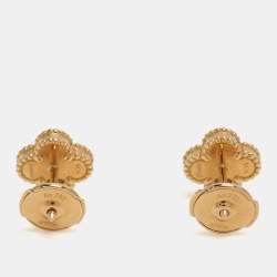 Pre Owned Van Cleef & Arpels Sweet Alhambra Onyx 18k Yellow Gold Earrings