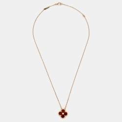 Van Cleef & Arpels Vintage Alhambra Limited Edition 2017 Bulls Eye Brown Stone and Diamond 18K Rose Gold Holiday Pendant Necklace