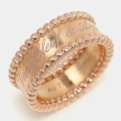 Pre Owned خاتم فان كليف آند اربلز "بيرليه" مزين شعار الماركة ذهب وردي عيار 18 مقاس 49