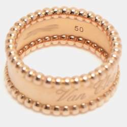 Pre Owned خاتم فان كليف آند اربلز "بيرليه" مزين شعار الماركة ذهب وردي عيار 18 مقاس 49