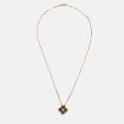 Van Cleef & Arpels Vintage Alhambra Obsidian Diamond 18k Rose Gold 2023 Holiday Pendant Necklace