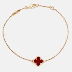 Pre Owned Van Cleef & Arpels  Sweet Alhambra Carnelian 18k Rose Gold Bracelet