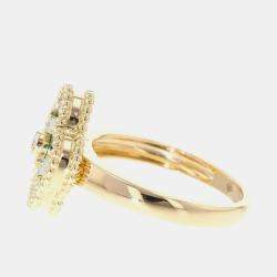 Van Cleef & Arpels 18K Yellow Gold and Diamond Vintage Alhambra Ring EU 55