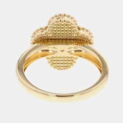 Van Cleef & Arpels 18K Yellow Gold and Diamond Vintage Alhambra Ring EU 55
