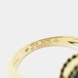 Van Cleef & Arpels 18K Yellow Gold and Diamond Vintage Alhambra Ring EU 55