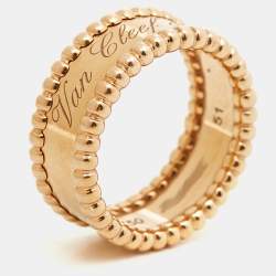 Pre Owned Van Cleef & Arpels Perlée Signature 18k Rose Gold Ring Size 51