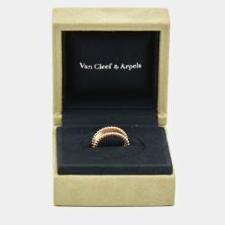 Pre Owned Van Cleef & Arpels Perlée Signature 18k Rose Gold Ring Size 51