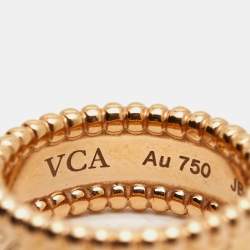 Pre Owned Van Cleef & Arpels Perlée Signature 18k Rose Gold Ring Size 51