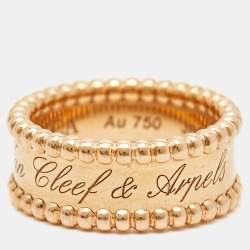 Pre Owned Van Cleef & Arpels Perlée Signature 18k Rose Gold Ring Size 51