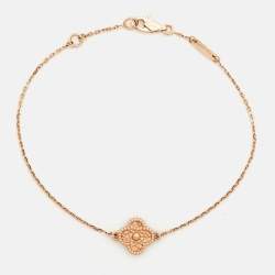 مملوكة مسبقًا Van Cleef & Arpels Sweet Alhambra Hammered 18k Rose Gold Bracelet
