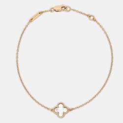 Pre Owned Van Cleef & Arpels Sweet Alhambra Mother of Pearl 18k Yellow Gold Bracelet