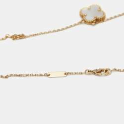 Pre Owned Van Cleef & Arpels Vintage Alhambra Mother of Pearl 18k Yellow Gold Necklace