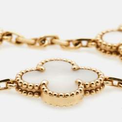 Van Cleef & Arpels Vintage Alhambra Mother of Pearl 18k Yellow Gold Bracelet