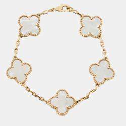 Van Cleef & Arpels Vintage Alhambra Mother of Pearl 18k Yellow Gold Bracelet